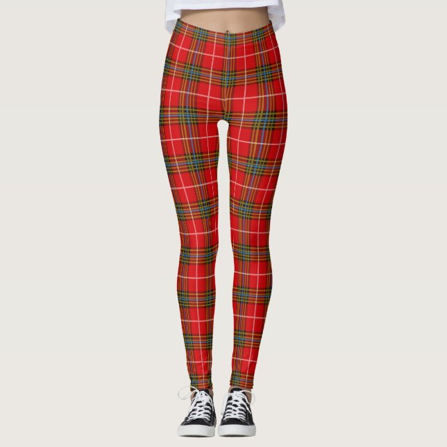 Modern Stylish Red Plaid  Leggings (Front)