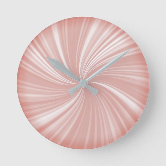 Modern Stylish Reddish Orange Pastel Style Round Clock (Front)
