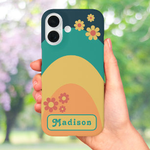 Modern Stylish Retro 70s Groovy Personalised iPhone 16 Case