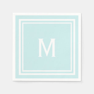 Modern Stylish Robin's Egg Blue Custom Monogram Napkin