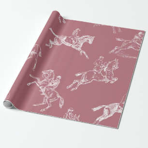 Modern Stylish Rose Gold Horseback Riding Toile Wrapping Paper