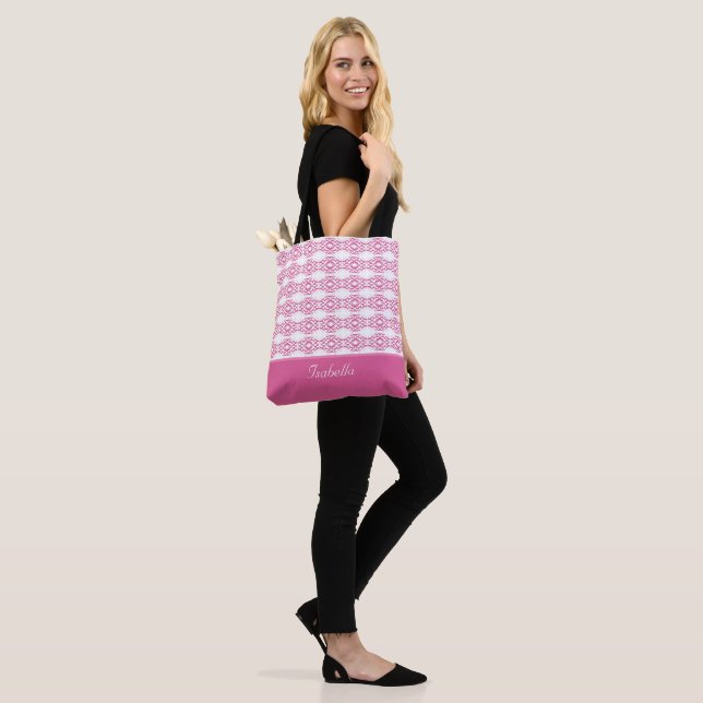 Modern stylish rose gold pattern & calligraphy tote bag (On Model)