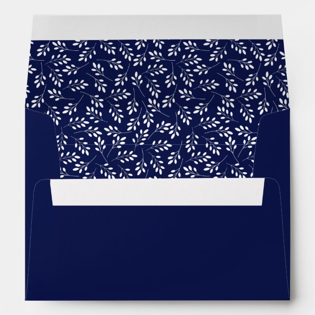 Modern Stylish Royal Blue Floral Pattern Christmas Envelope (Back (Bottom))