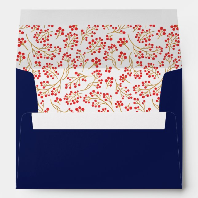 Modern Stylish Royal Blue Floral Pattern Christmas Envelope (Back (Bottom))