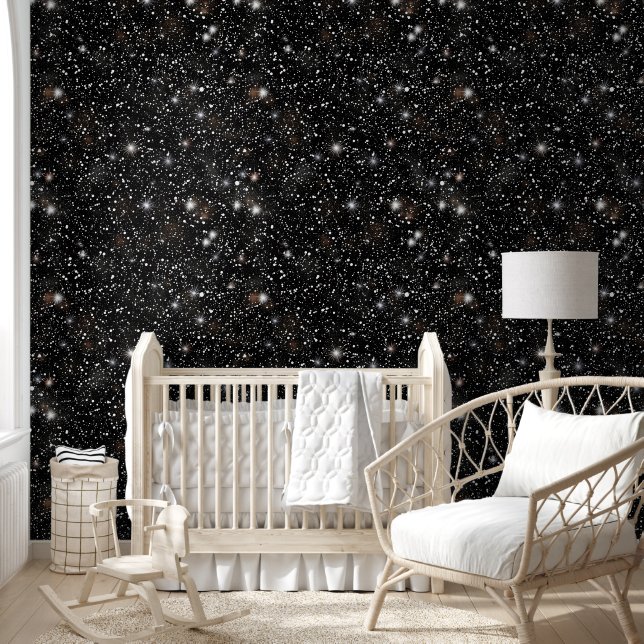 Modern Stylish Rustic Retro Pastel Black Glitter Wallpaper (Kids)