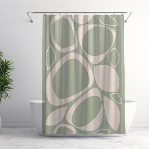 Modern Stylish Sage Green Cream Abstract Pattern Shower Curtain