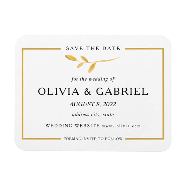 Modern stylish Save the Date. Elegant Wedding Magnet (Horizontal)