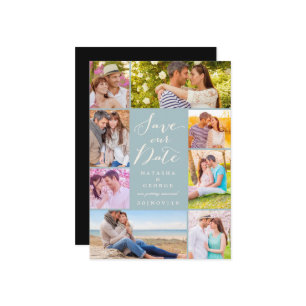 Modern Stylish Script 8 Multi Photo Save The Date Invitation