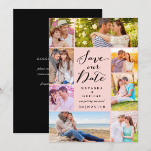 Modern Stylish Script 8 Multi Photo Save The Date Invitation