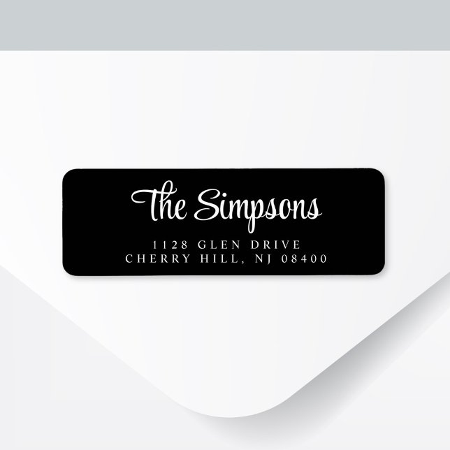 Modern Stylish Script Black Return Address Return Address Label (Creator Uploaded)