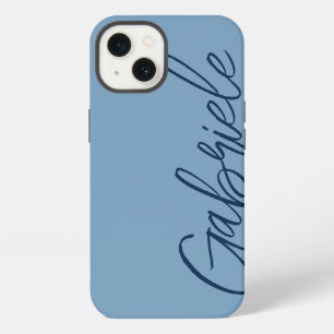 Modern Stylish Script Blue Monogram iPhone 13 Case