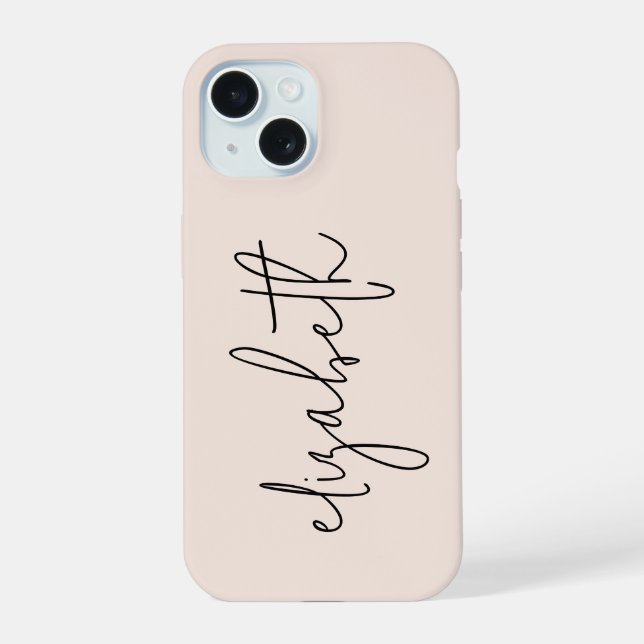 Modern Stylish Script Blush Pink  iPhone 15 Case (Back)