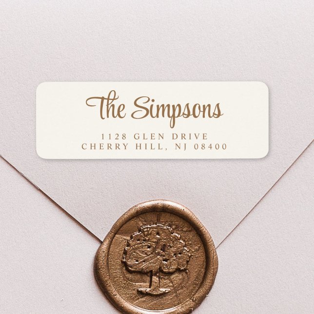 Modern Stylish Script Cream Gold Return Address Label (Creator Uploaded)
