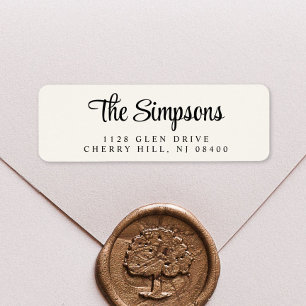 Modern Stylish Script Cream Return Address Label
