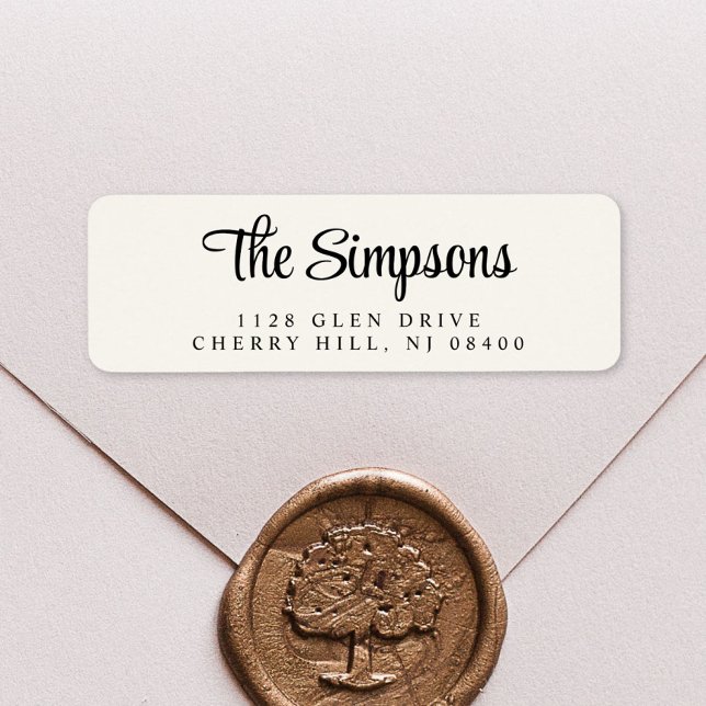 Modern Stylish Script Cream Return Address Label (Creator Uploaded)