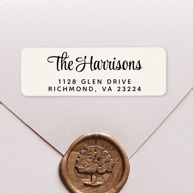Modern Stylish Script Cream Return Address Return Address Label (Creator Uploaded)