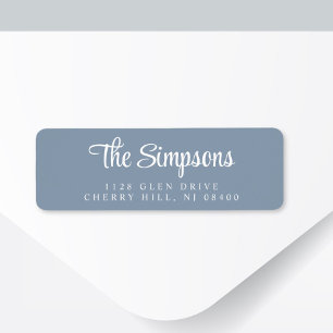 Modern Stylish Script Dusty Blue Return Address Label