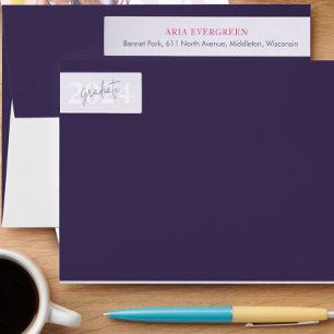 Modern Stylish Script Graduation Return Address Wrap Around Label