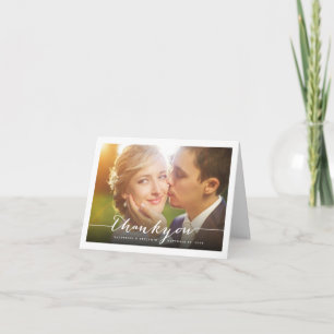 Modern Stylish Script Photo Wedding Thank You Note Card