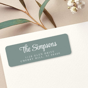 Modern Stylish Script Sage Green Return Address Label
