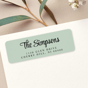 Modern Stylish Script Sage Green Return Address Label