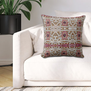 Modern Stylish silver gold burgundy pink bohemian Cushion