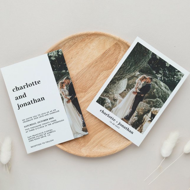 Modern Stylish Simple Right Photo Wedding  Invitation (Creator Uploaded)