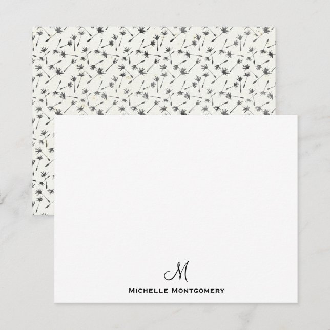 Modern Stylish Simple Script Monogram Note Card (Front/Back)
