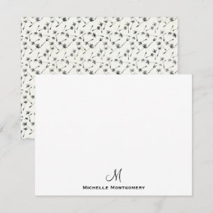 Modern Stylish Simple Script Monogram Note Card