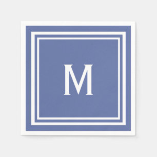Modern Stylish Slate Blue Monogram Napkin