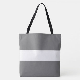Modern Stylish Sporty Wide Soft Grey White Stripes Tote Bag