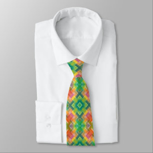 Modern Stylish Squares Triangles Polygon Pattern Tie