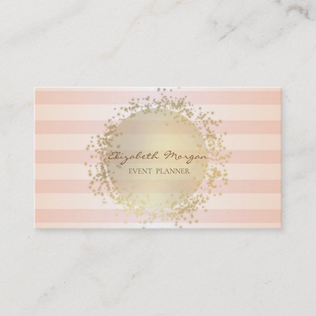 Modern Stylish Striped,Gold Business Card (Front)