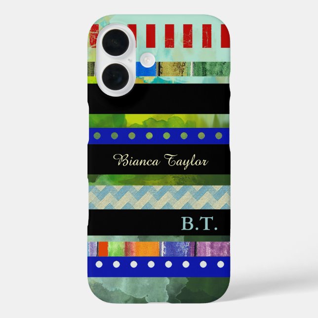 modern & stylish stripes & custom-name Case-Mate iPhone case (Back)