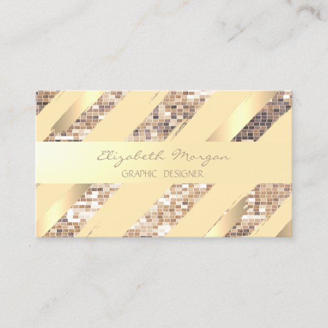 Modern Stylish ,Stripes,Faux Gold,Sequin Business Card (Front)