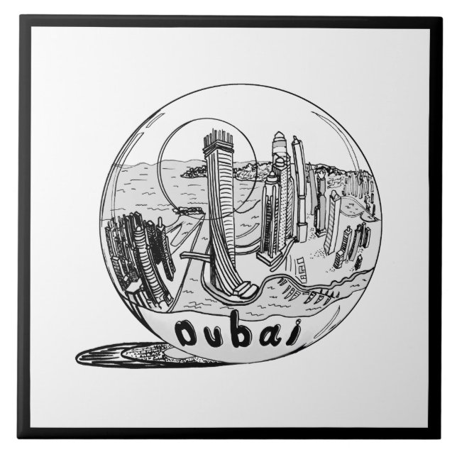 Modern Stylish Sydney Sity Black White Ceramic Tile (Front)