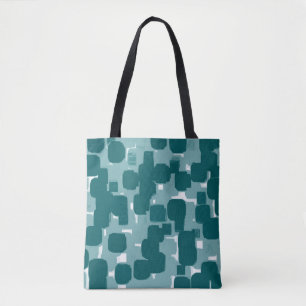 Modern Stylish Teal Abstract Pattern Tote Bag