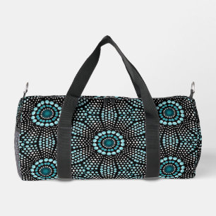 Modern Stylish Teal on Black Popular Dot Art Duffle Bag
