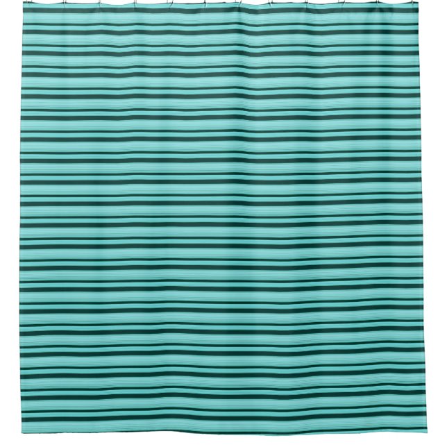 Modern Stylish Teal Striped Pattern Shower Curtain (Front)