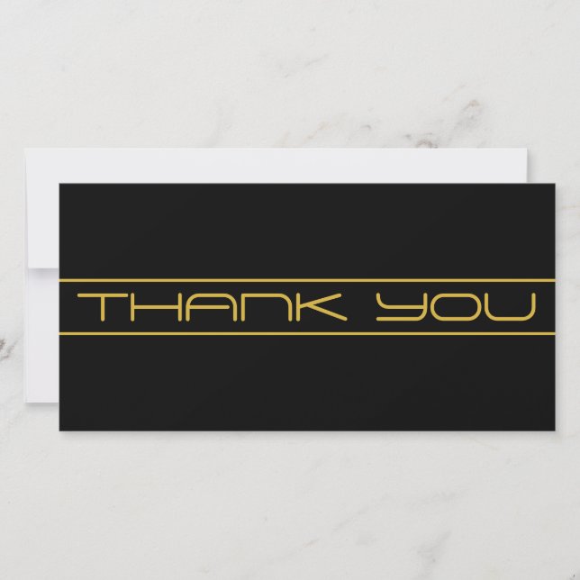 Modern Stylish Thank You Editable Gold Text Card (Front)
