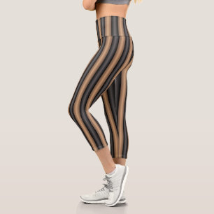 Modern Stylish Toasted Brown Stripes with Depth Capri Leggings