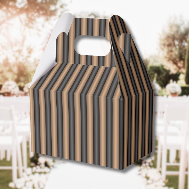 Modern Stylish Toasted Brown Stripes with Depth Favour Box (Creator Uploaded)