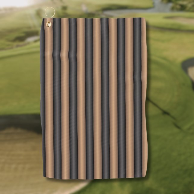 Modern Stylish Toasted Brown Stripes with Depth Golf Towel (Creator Uploaded)