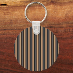 Modern Stylish Toasted Brown Stripes with Depth Key Ring