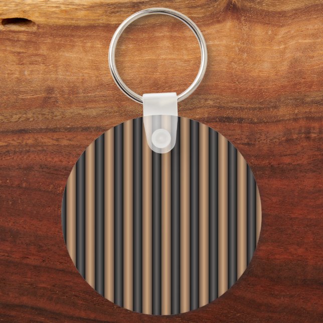 Modern Stylish Toasted Brown Stripes with Depth Key Ring (Back)