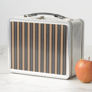 Modern Stylish Toasted Brown Stripes with Depth Metal Lunch Box