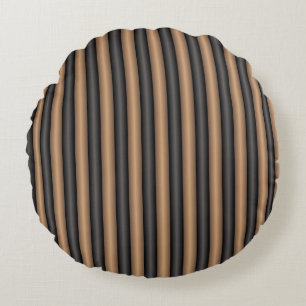 Modern Stylish Toasted Brown Stripes with Depth Round Cushion