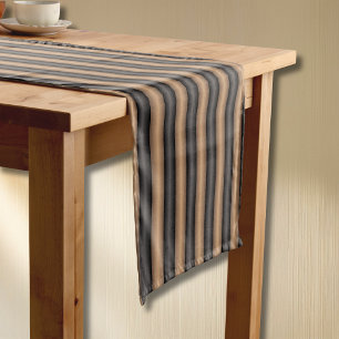 Modern Stylish Toasted Brown Stripes with Depth Short Table Runner