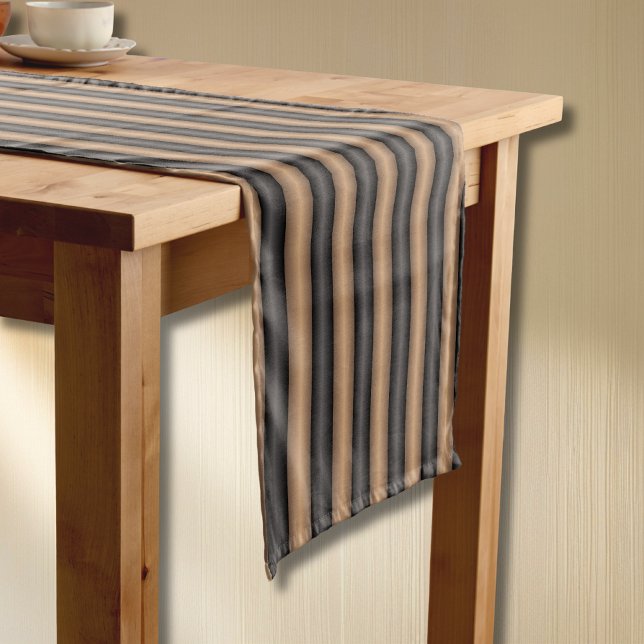 Modern Stylish Toasted Brown Stripes with Depth Short Table Runner (Creator Uploaded)