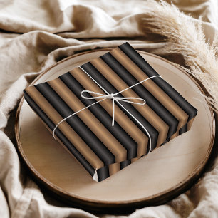 Modern Stylish Toasted Brown Stripes with Depth Tissue Paper